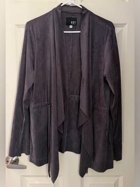 Kut from the Kloth Dianne Faux Suede Jacket, Charcoal Gray, XL